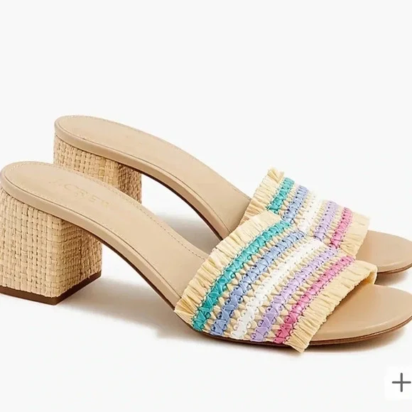 J.Crew factory Woven mule heels Rainbow Raffia - Picture 1 of 5